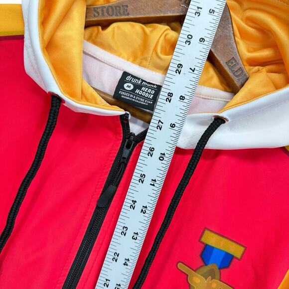Drunk Munk Hero Hoodie Mens Sz M Red Yellow Doop Zip Up Cosplay Jacket Superhero - Picture 4 of 9